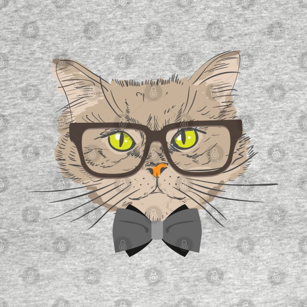 Hipster Cat Kitten Spectacles Eye Glasses Funny Cute T-Shirt by JHFANART